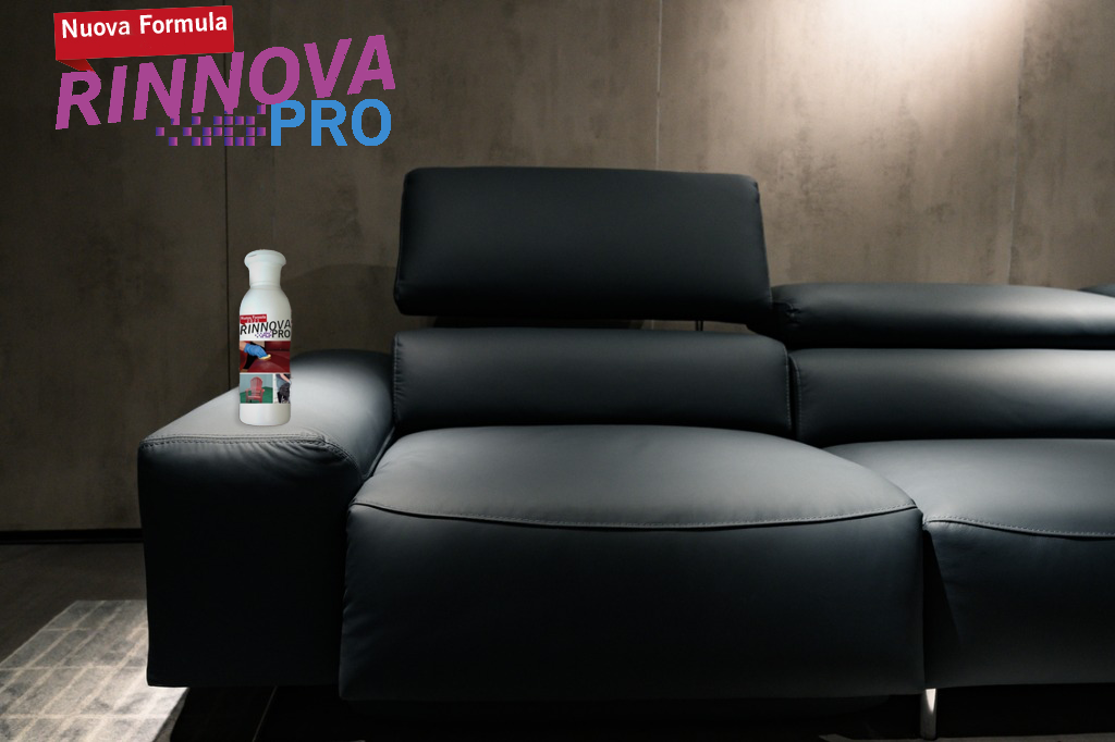 rinnova pro on black leather couch